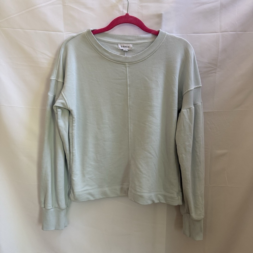 Evereve Light Blue Pullover Sweatshirt Crew Neck‎ Long Sleeve Casual Size M